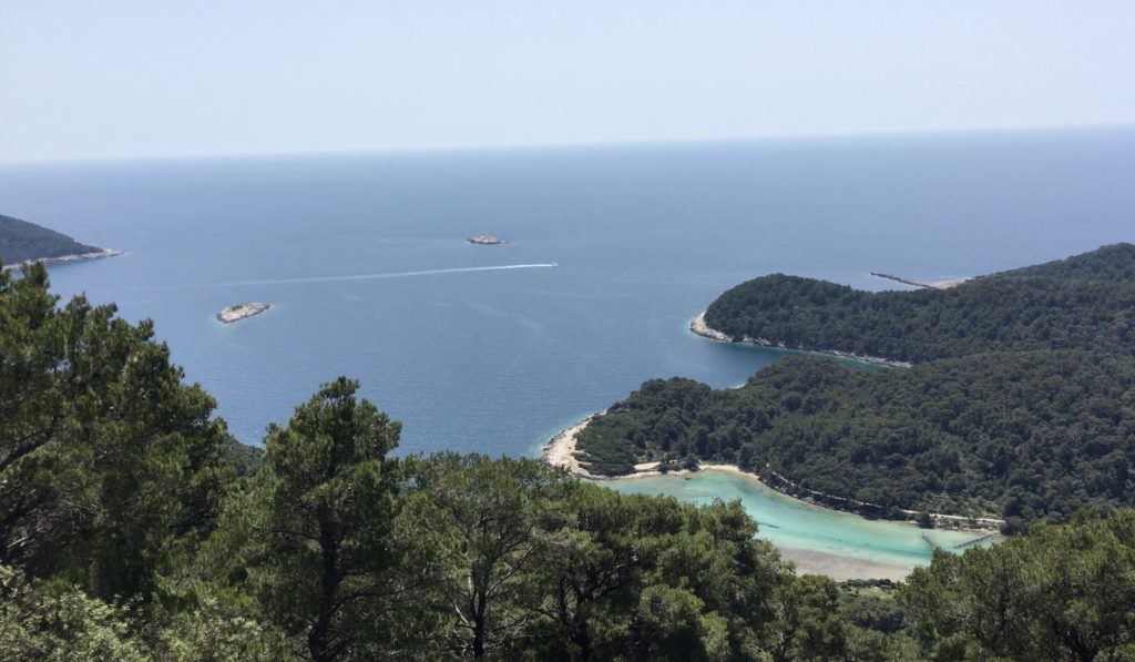 Looking down on the northwest end of Mljet Island, Croatia